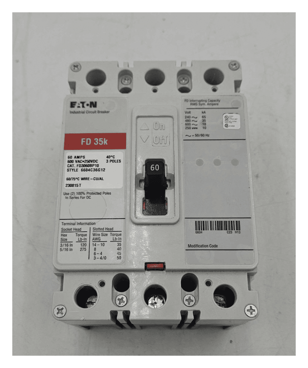 Eaton FD3060 Circuit Breaker 60A 3P 600V – image 1