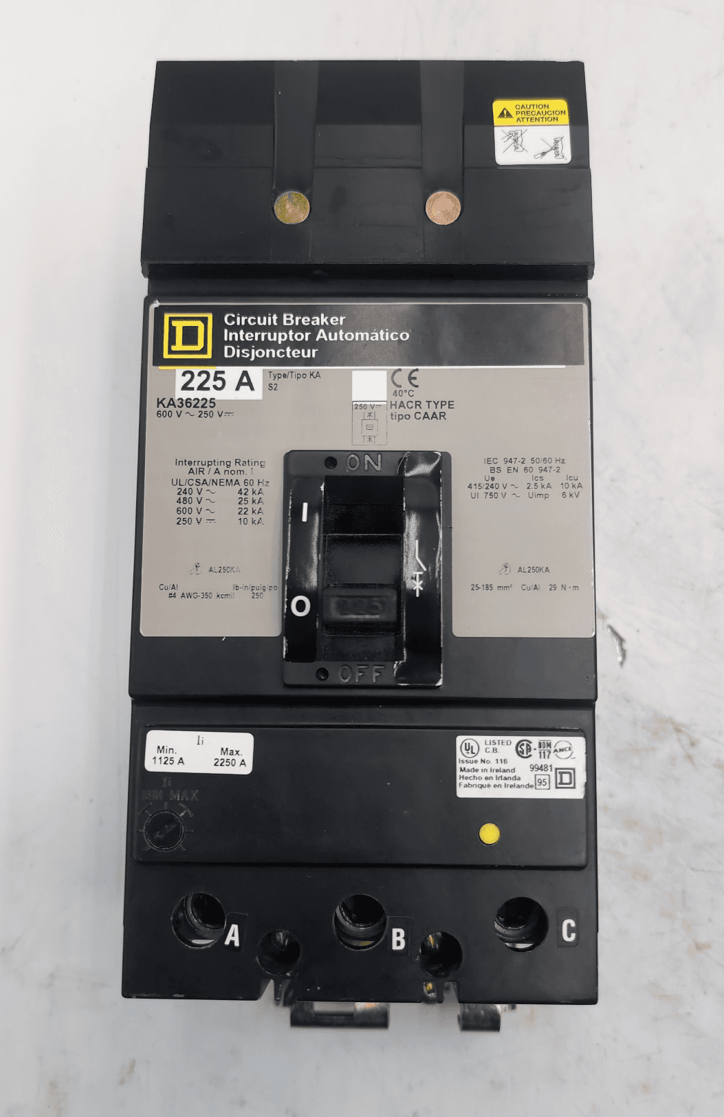 Square D KA36235 Circuit Breaker 225A 600V 3P I-Line – image 1