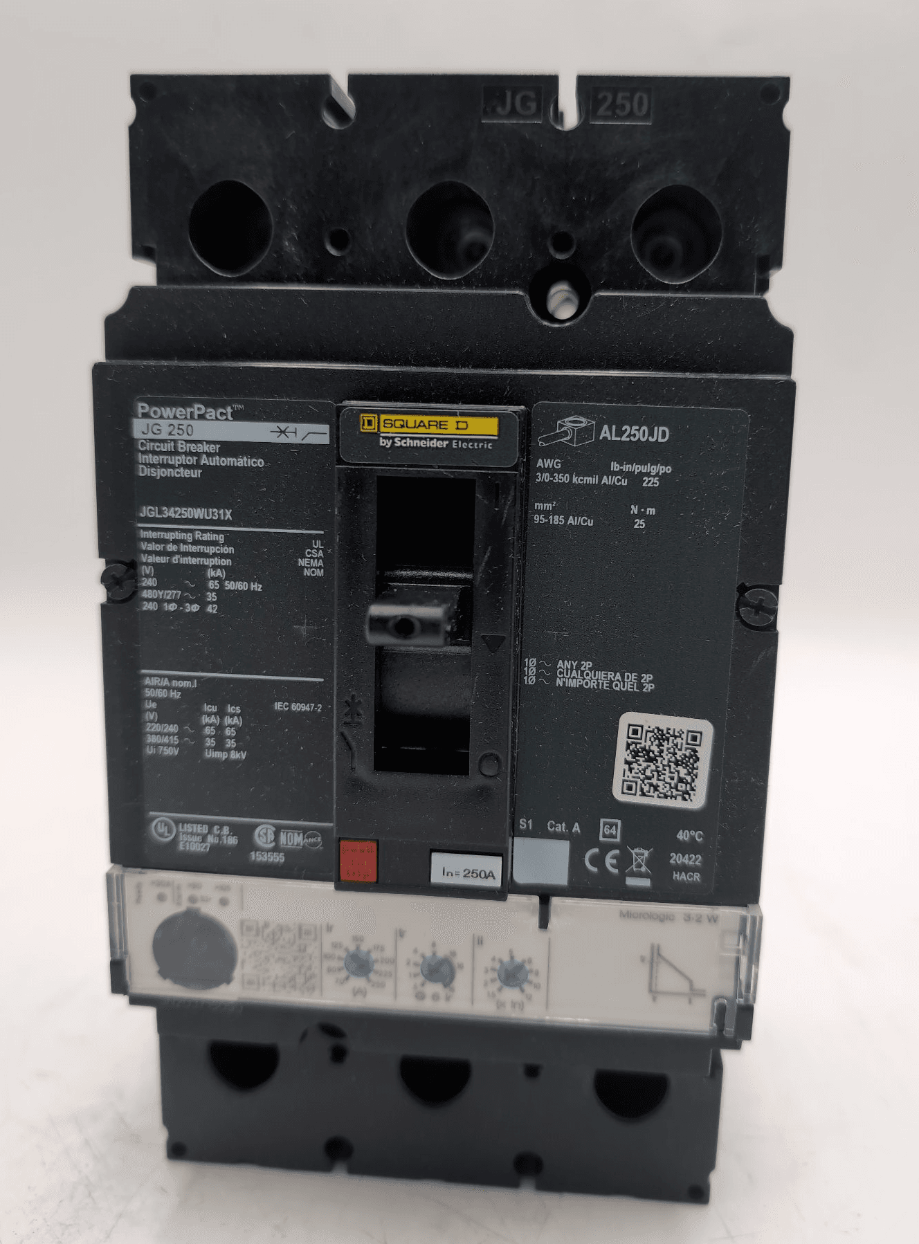 Square D JGL34250WU31X Circuit Breaker 250A 3P 277V WU31X Trip – image 1