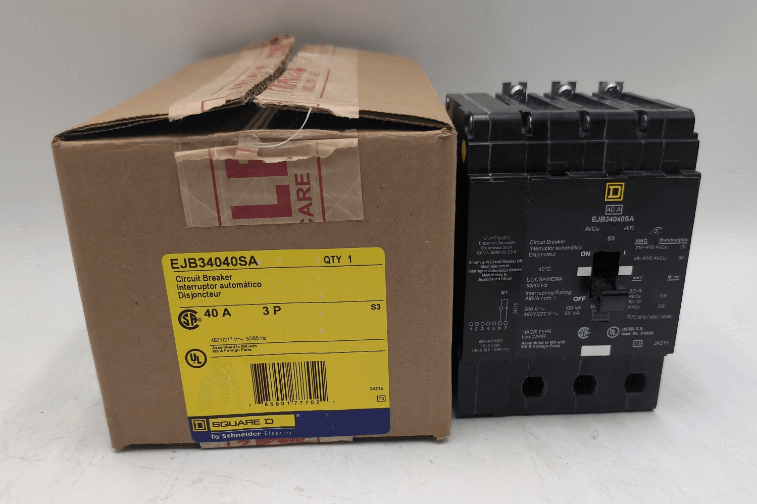 Square D EJB34040SA Circuit Breaker 40A 240V 3 Pole I-Line