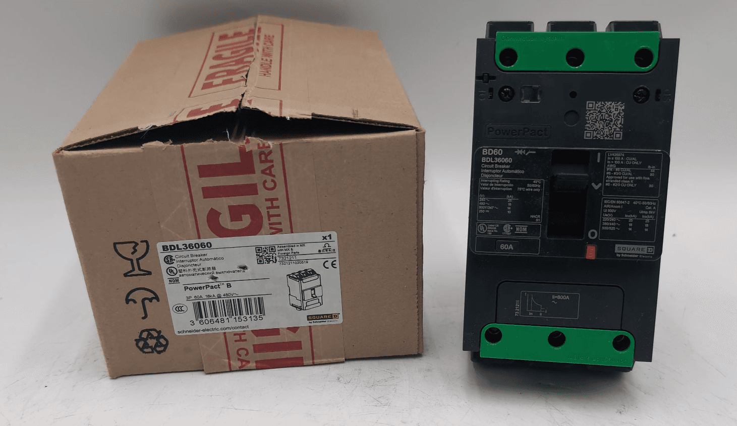 Square D BDL36060 Circuit Breaker 60A 3P 600V
