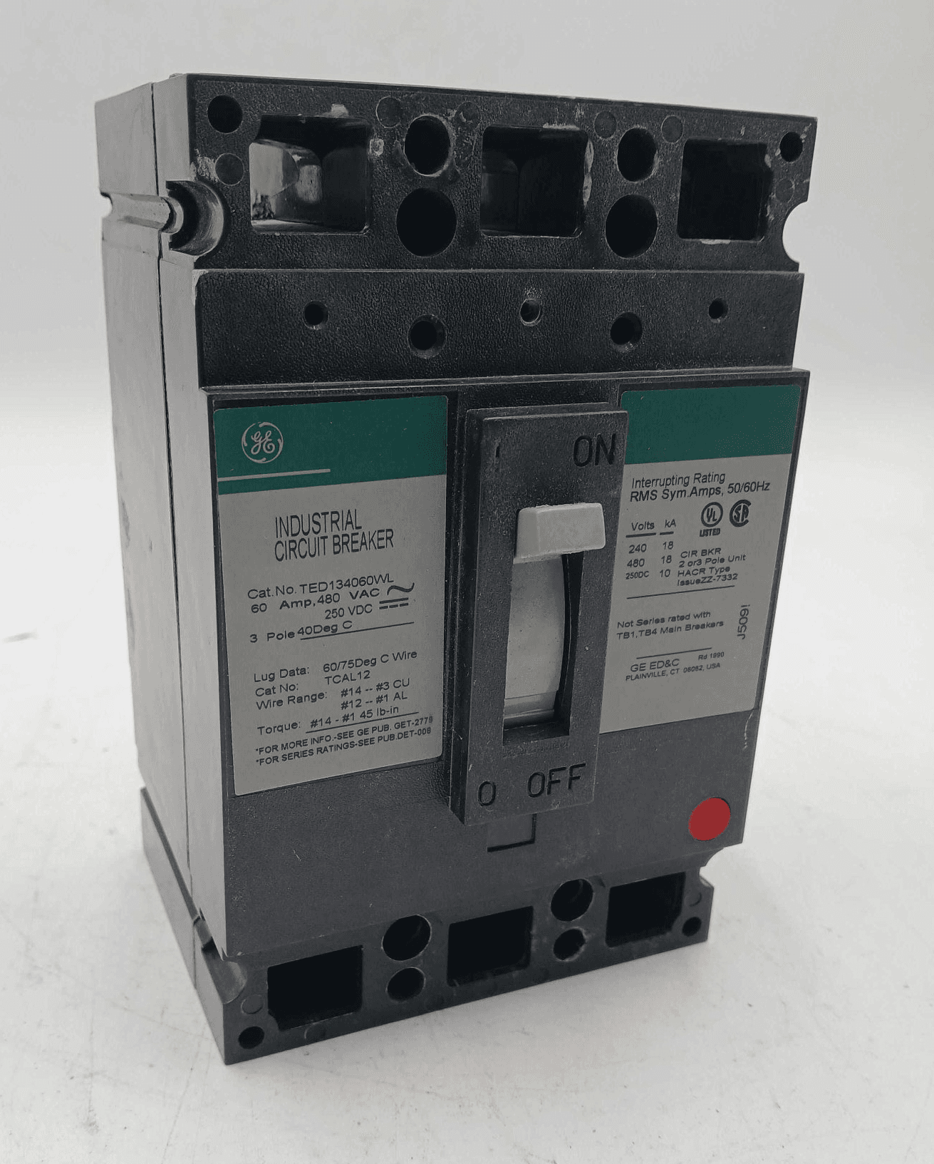 GE TED134060WL Circuit Breaker 60A 3P 480V