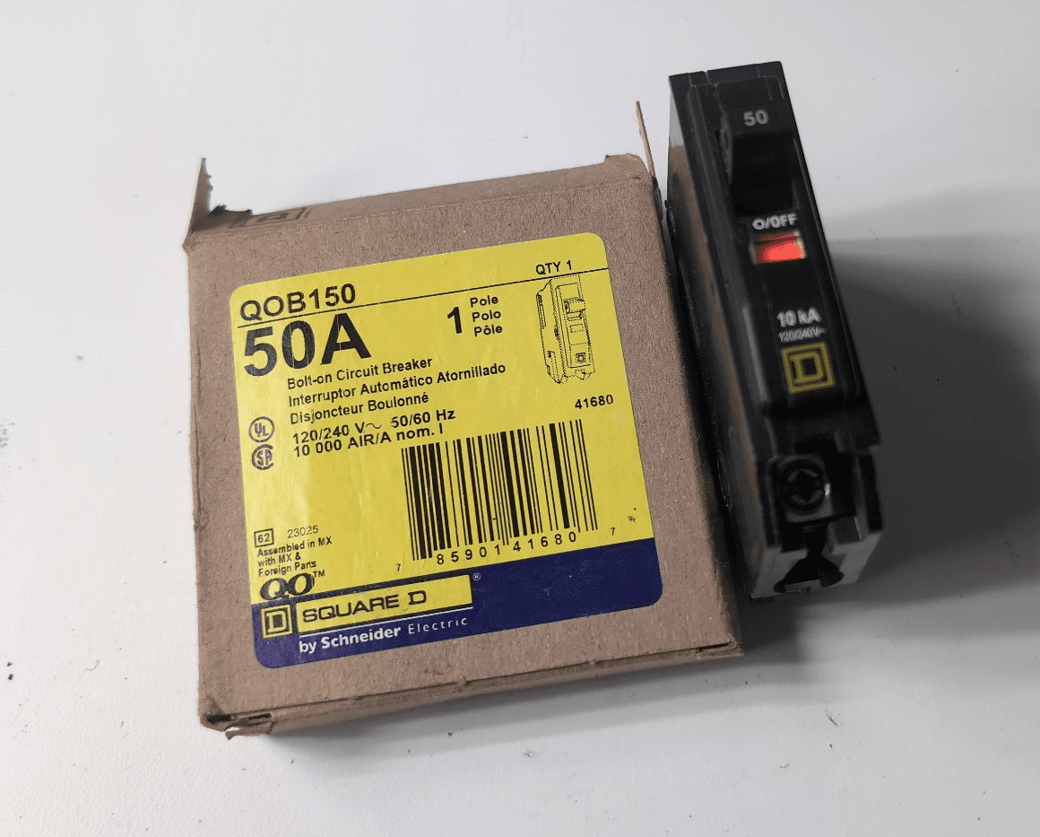 Square D QOB150 Circuit Breaker 50A 240V 1 Pole Plug On