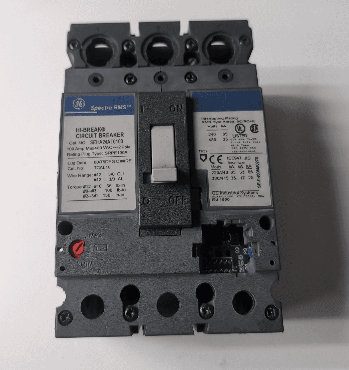 GE SEHA24AT0100 Circuit Breaker 100A 2P 480V