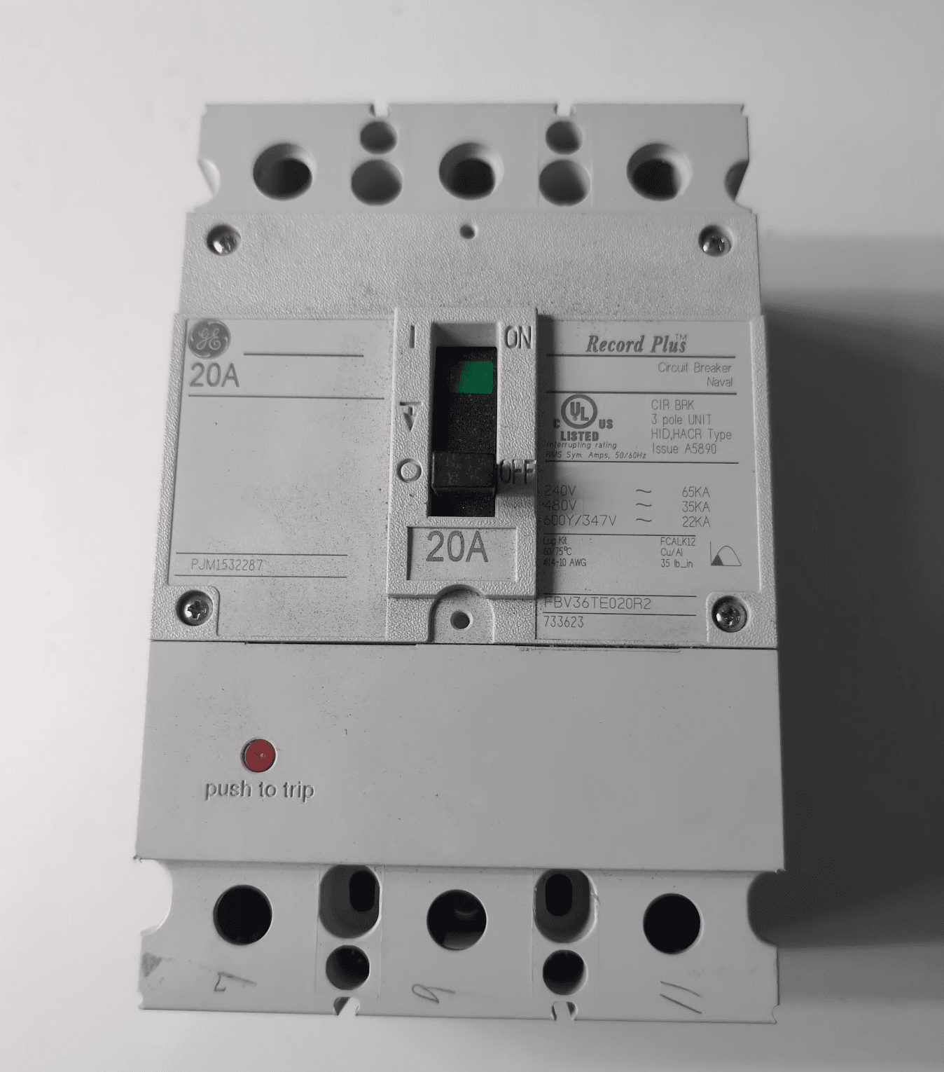 GE FBV36TE020R2 Circuit Breaker 20A 600V 3P FBV