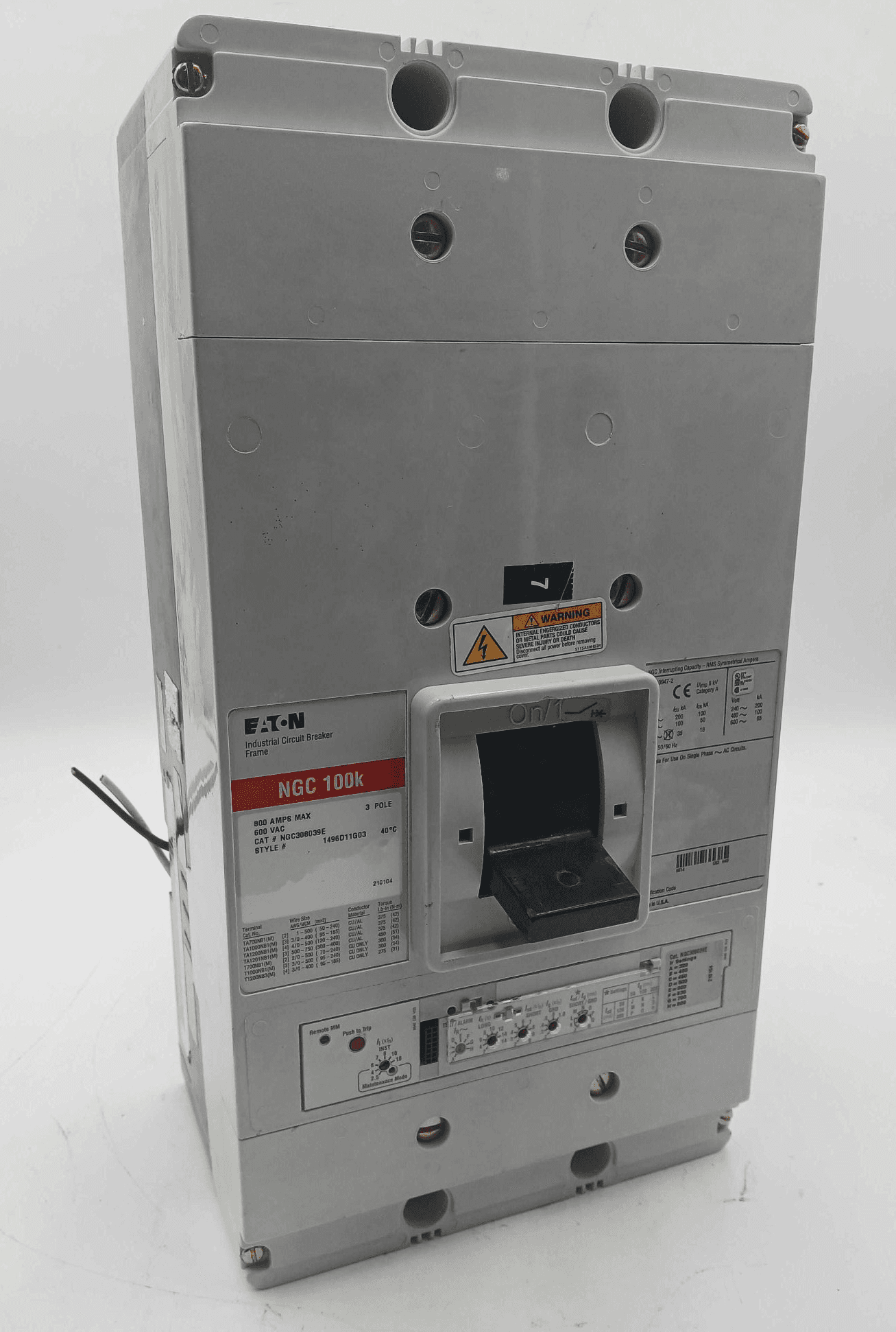 Eaton NGC308039E Circuit Breaker 800A 600V 3P NGC – image 1