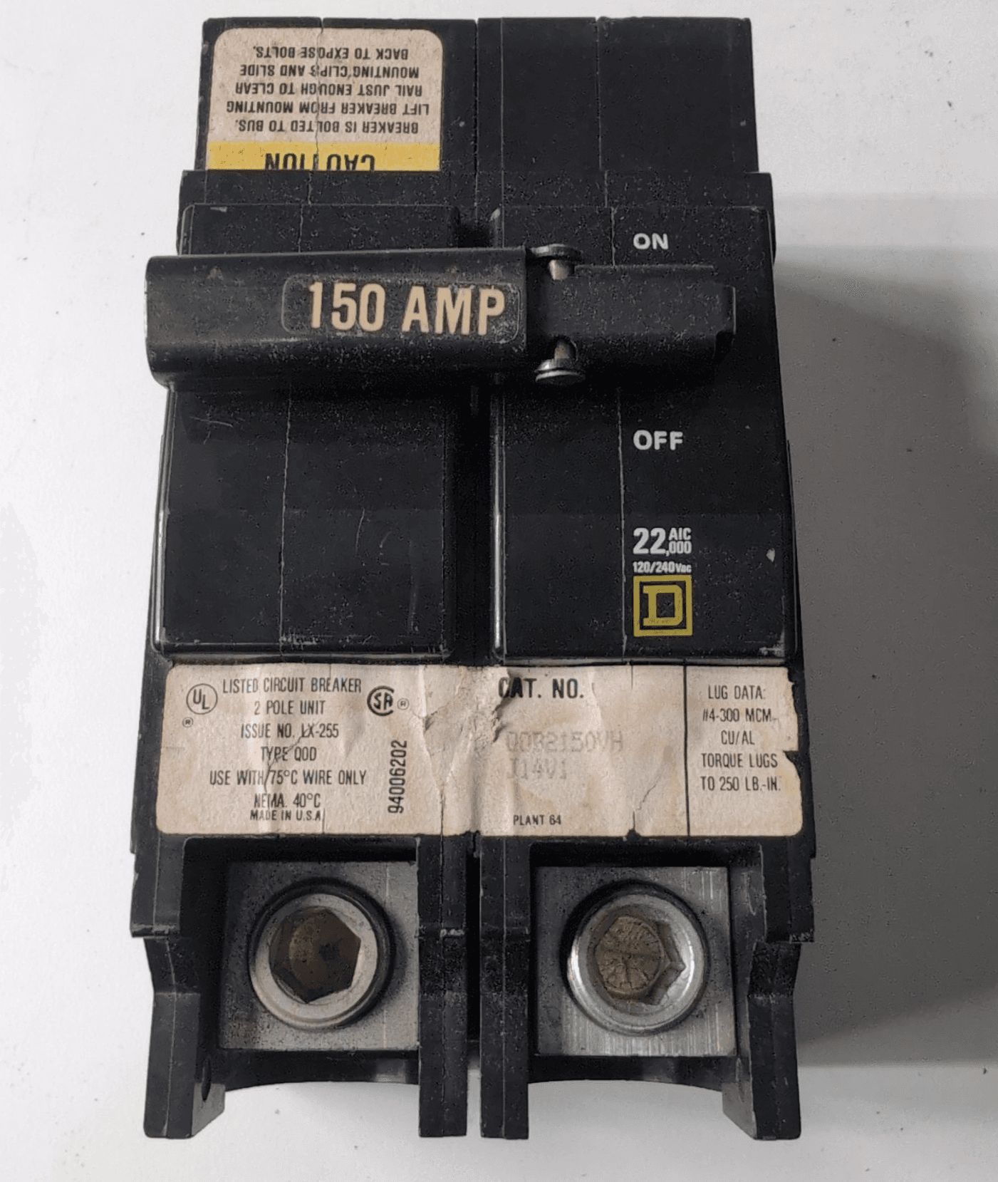 Square D QOB2150VH Circuit Breaker 150A 277V 2 Pole