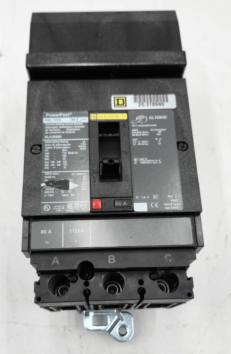 Square D HLA36080 Circuit Breaker 80A 600V 3 Pole – image 1