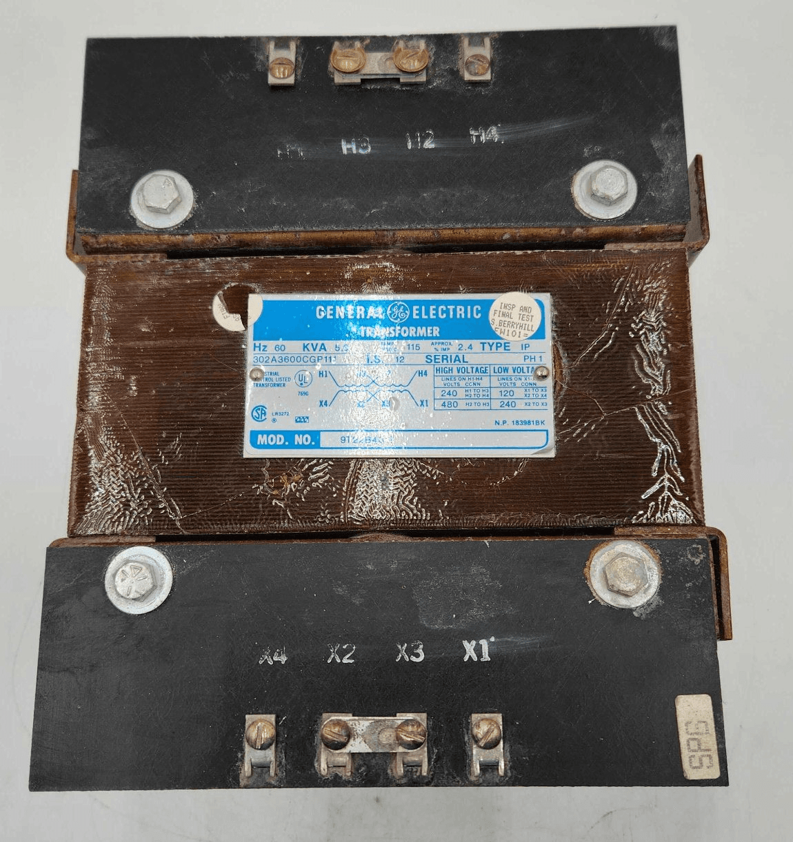 General Electric 9T22B4311 Control Transformer 45 kVA 240/480V 120/240V 3PH NEMA 1 – image 1