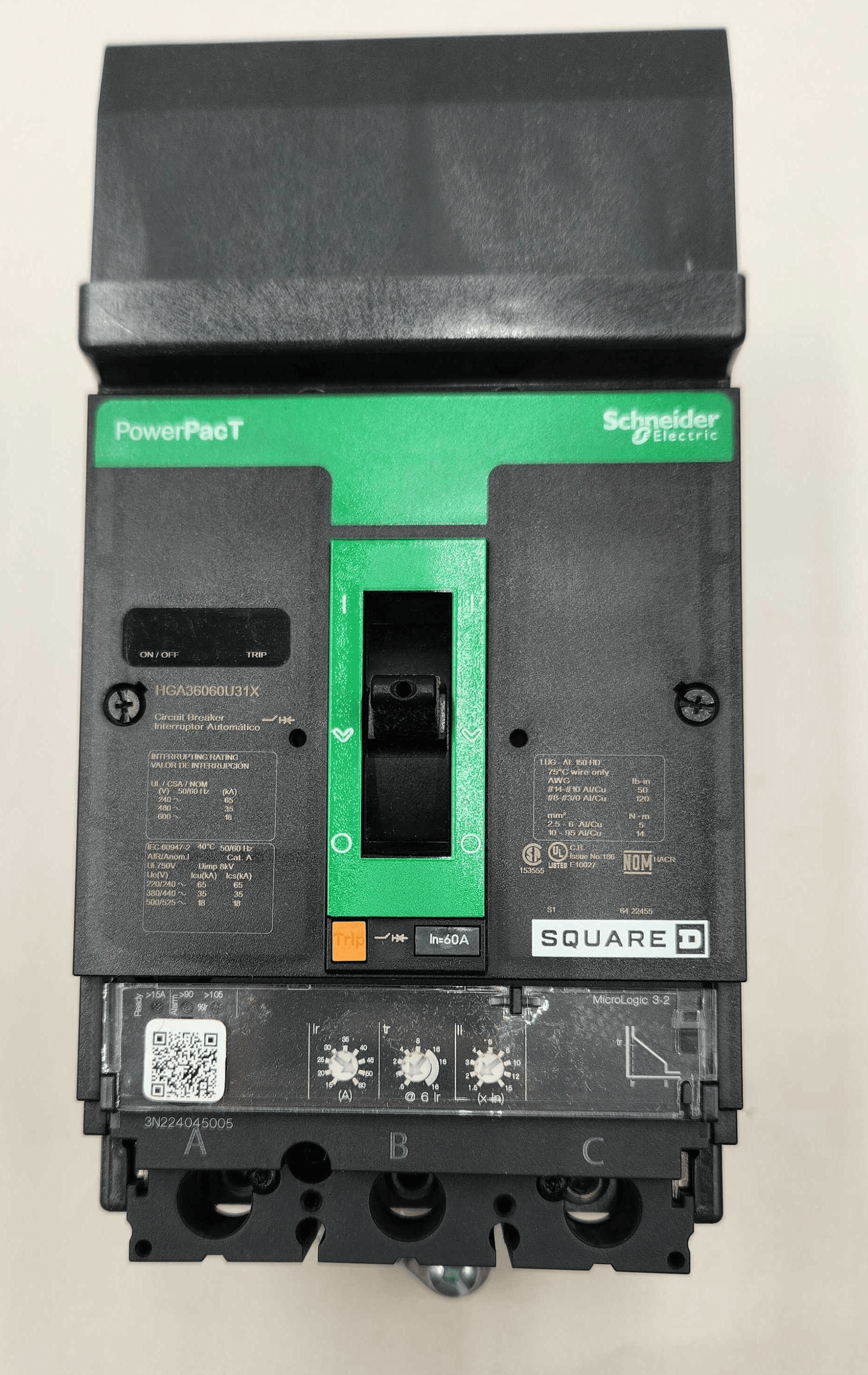 Square D HGA36060U31X Circuit Breaker 60A 600V 3 Pole – image 1