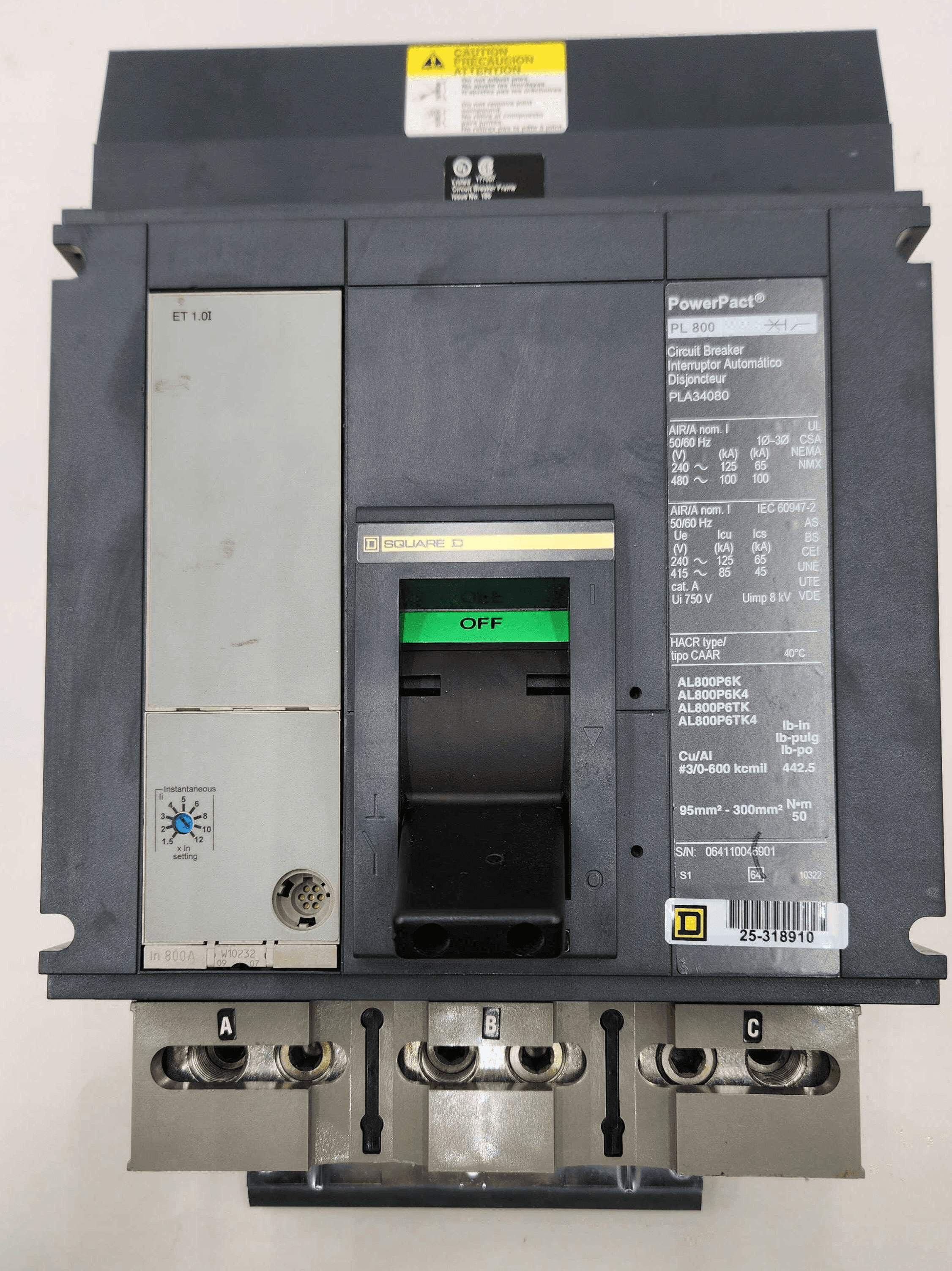 Square D PLA34080 Circuit Breaker 800A 480V 3 Pole – image 1