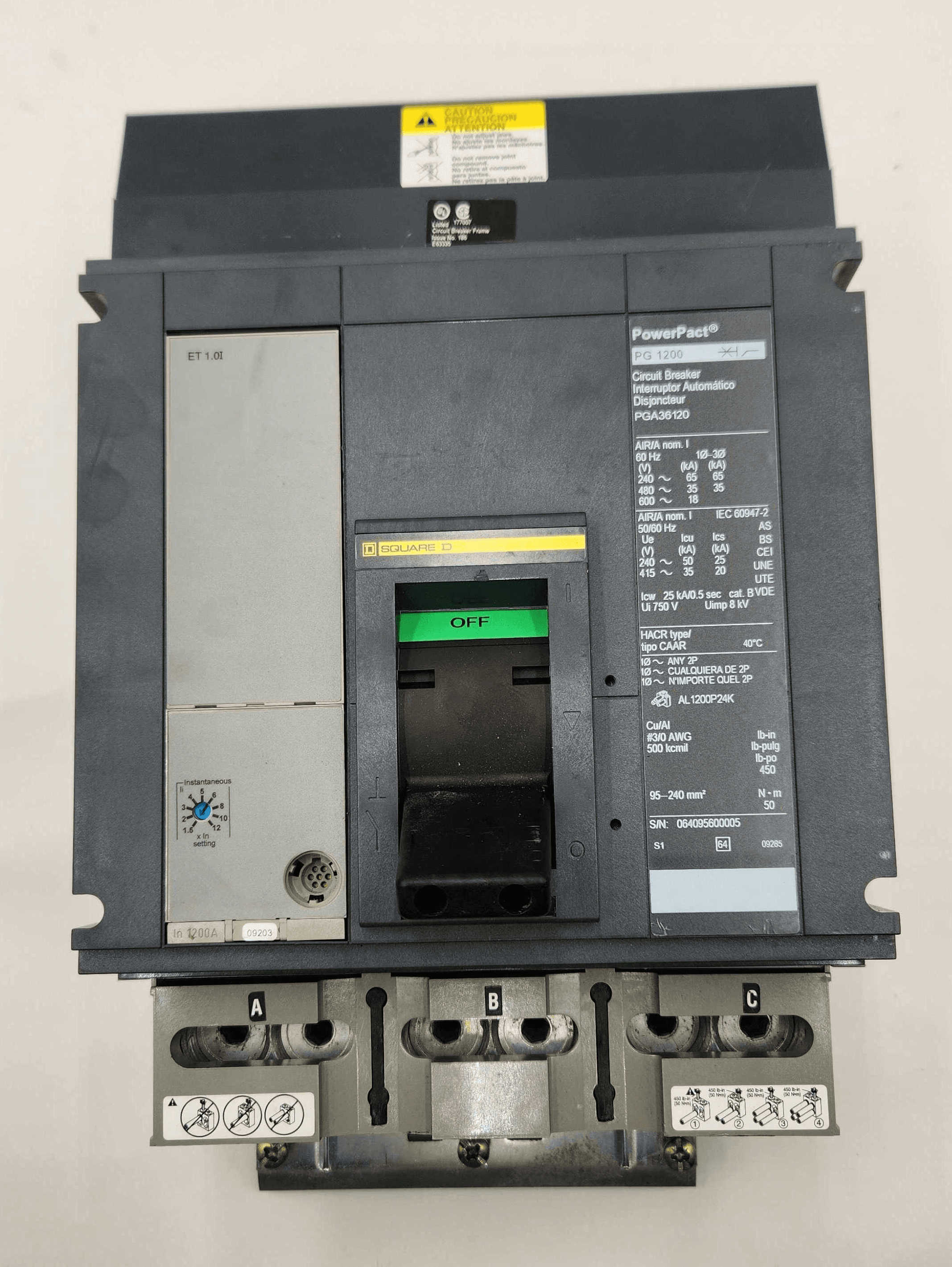 Square D PGA36120 Circuit Breaker 1200A 600V 3P – image 1