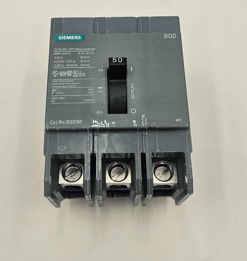 Siemens BQD350 Circuit Breaker 50A 480/277V 3 Pole – image 1