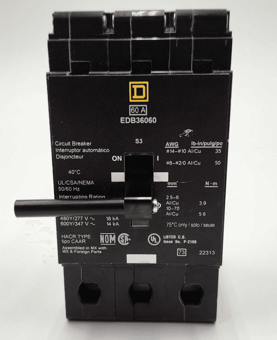 Square D EDB36060 Circuit Breaker 60A 600V 3 Pole I-Line – image 1