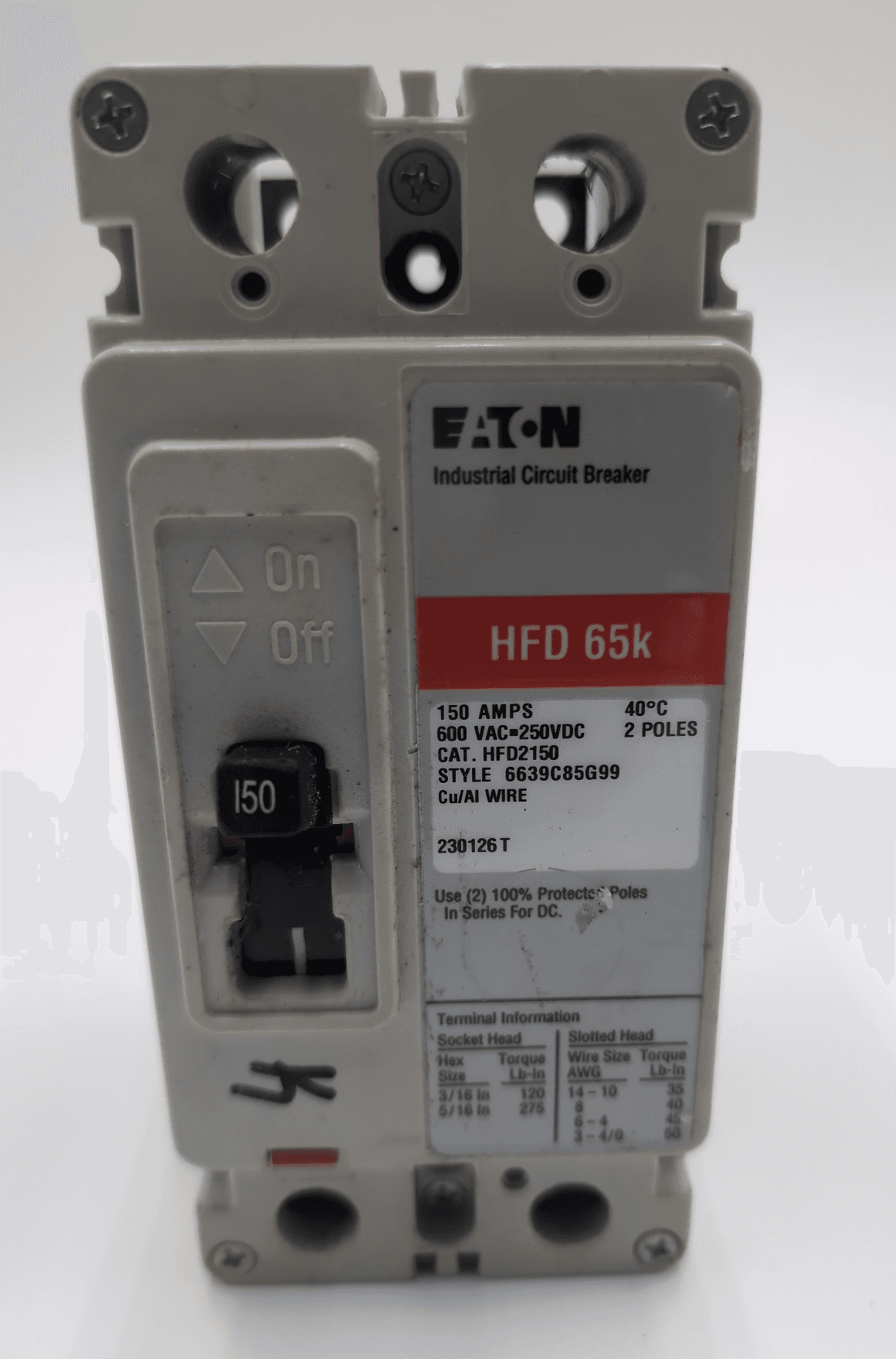 Eaton HFD2150 Circuit Breaker 150A 600V 2 Pole