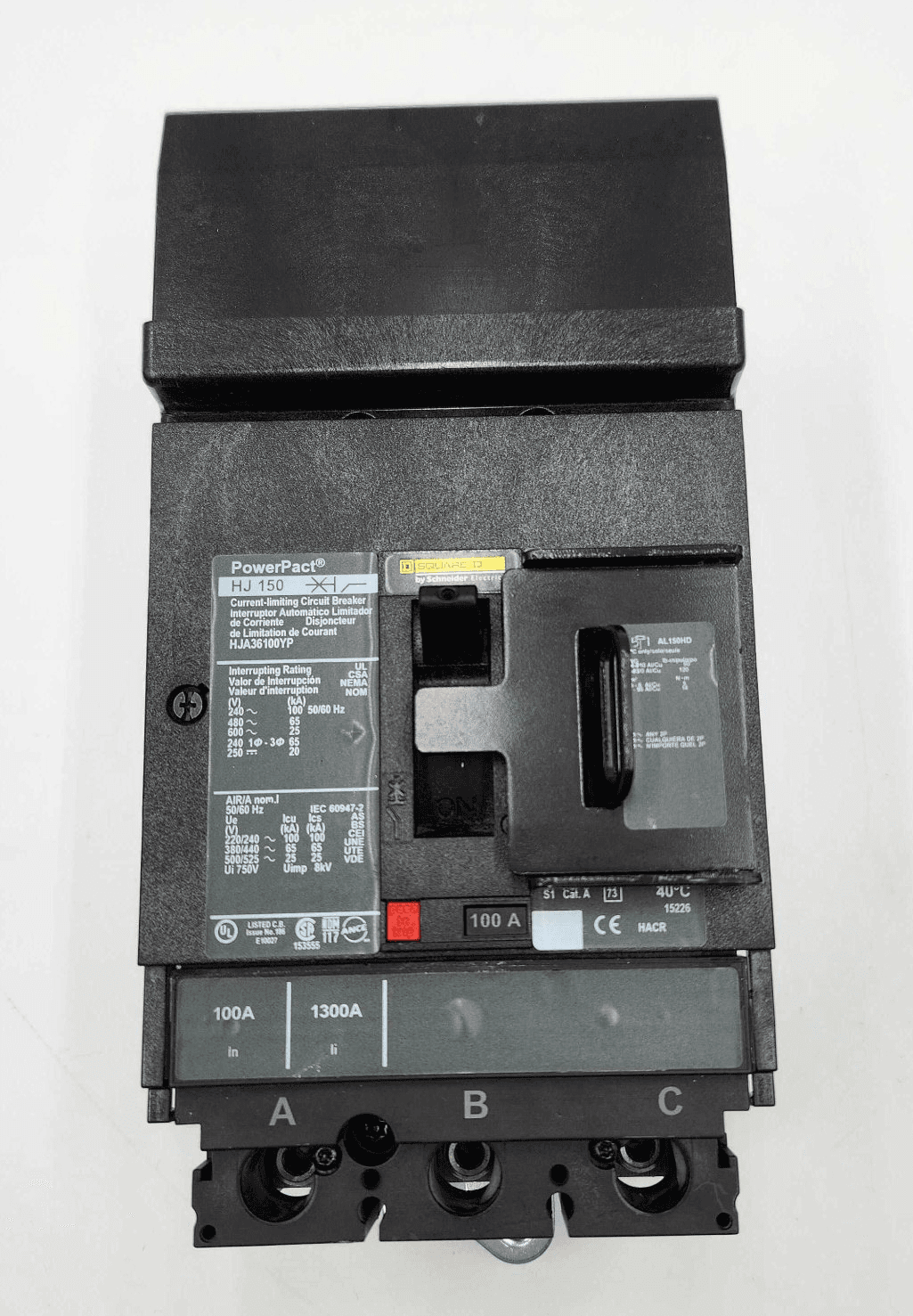 Square D HJA36100YP Circuit Breaker 100A 600V PowerPact
