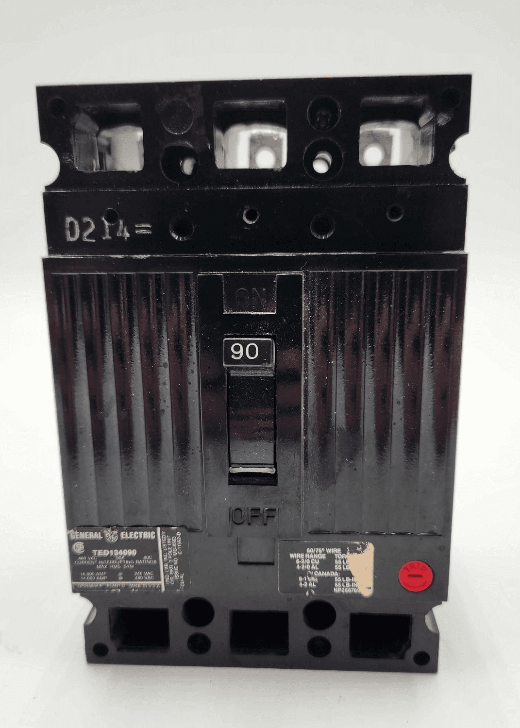 GE TED134090 Circuit Breaker 90A 480V 3P – image 1