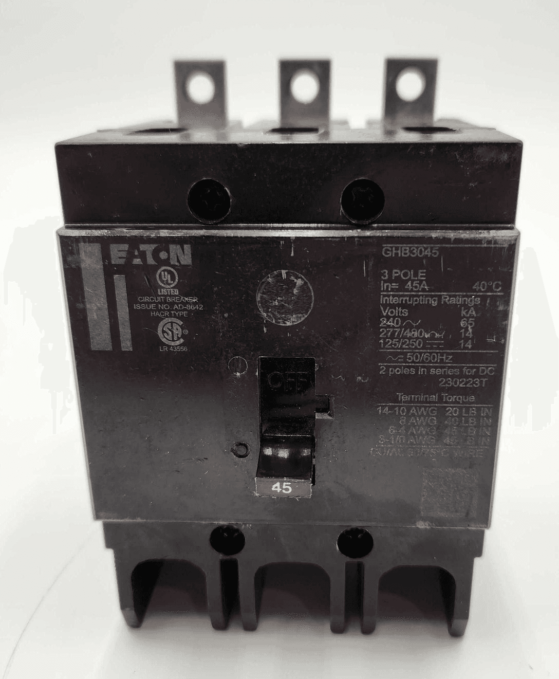 Eaton GHB3045 Circuit Breaker 45A 480/277V 3P – image 1