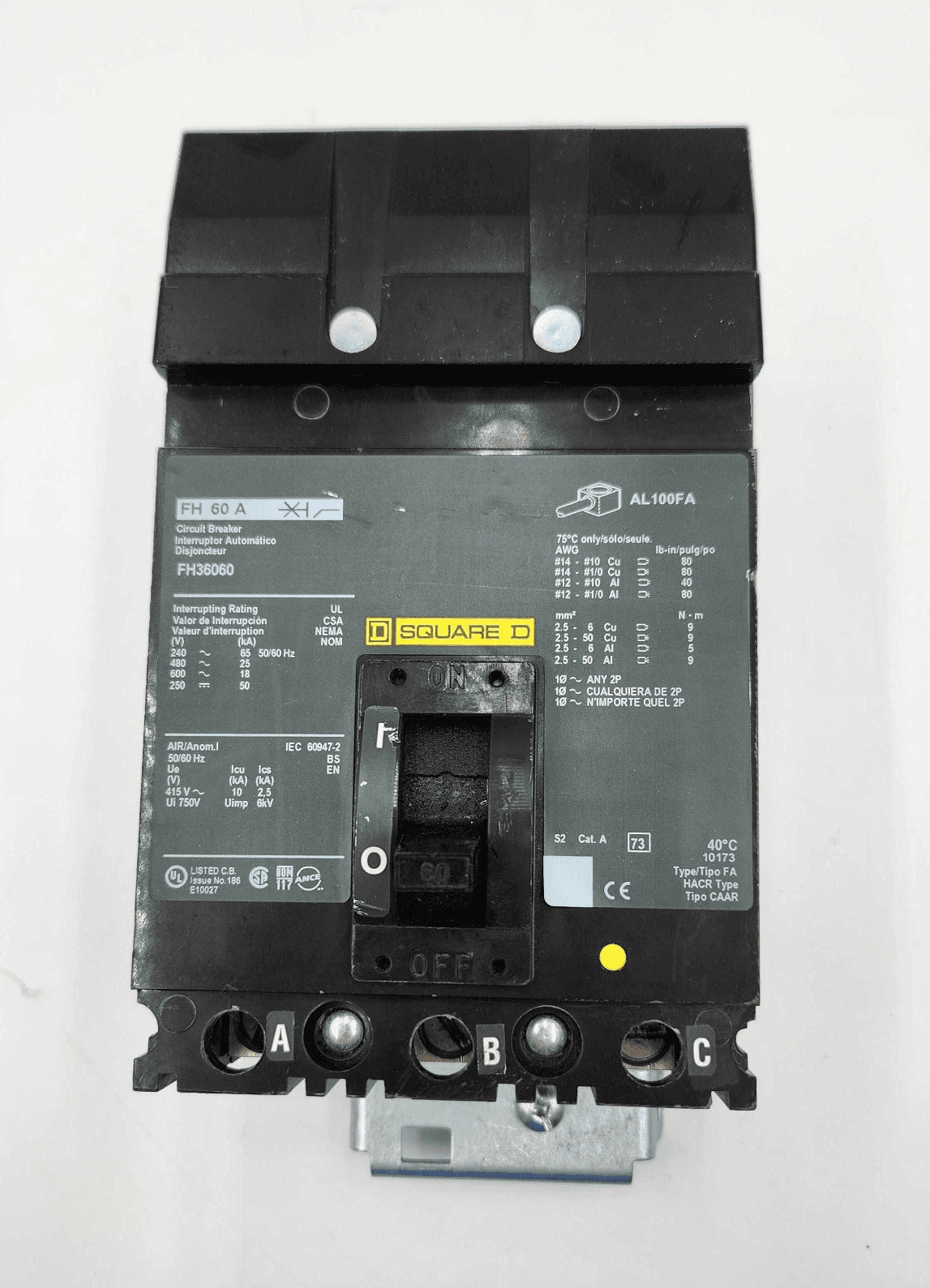 Square D FH36060 Circuit Breaker 60A 600V 3P I-Line – image 1