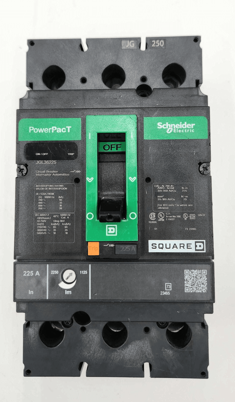 Square D JGL36225 Circuit Breaker 225A 600V 3P