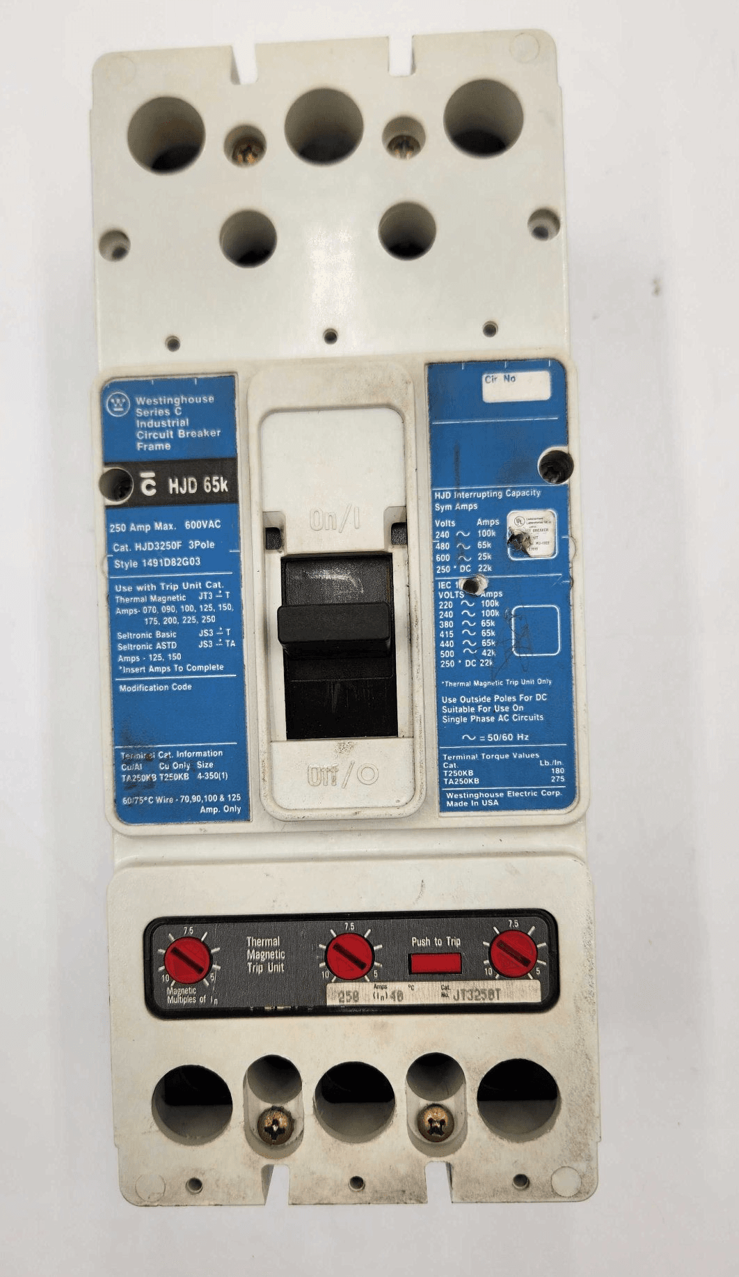 Eaton HJD3250F Circuit Breaker 250A 600V 3P – image 1
