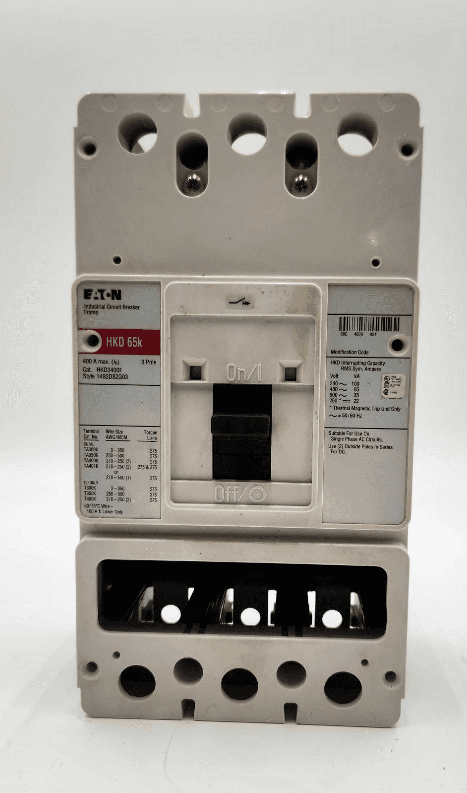 Eaton HKD3400F Circuit Breaker 400A 600V 3P – image 1