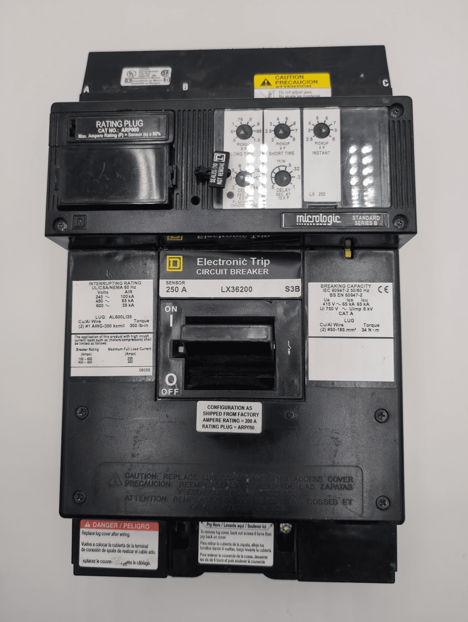 Square D LX36200 Circuit Breaker 250A 600V 3P I-Line