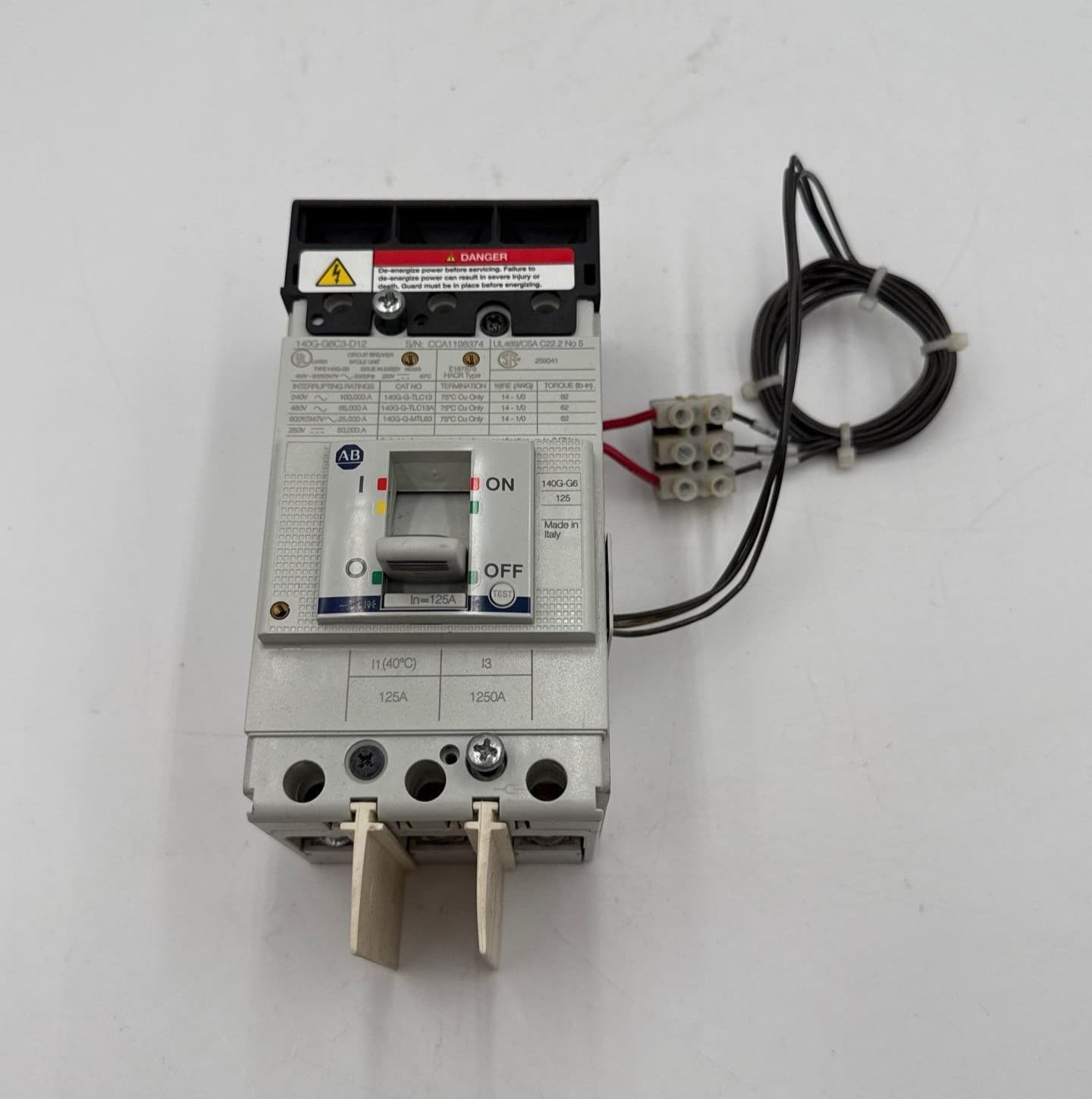 Allen Bradley 140G-G6C3-D12 Circuit Breaker 125A 3P 600V 140G-G6 125 Amp 3 Pole – image 1