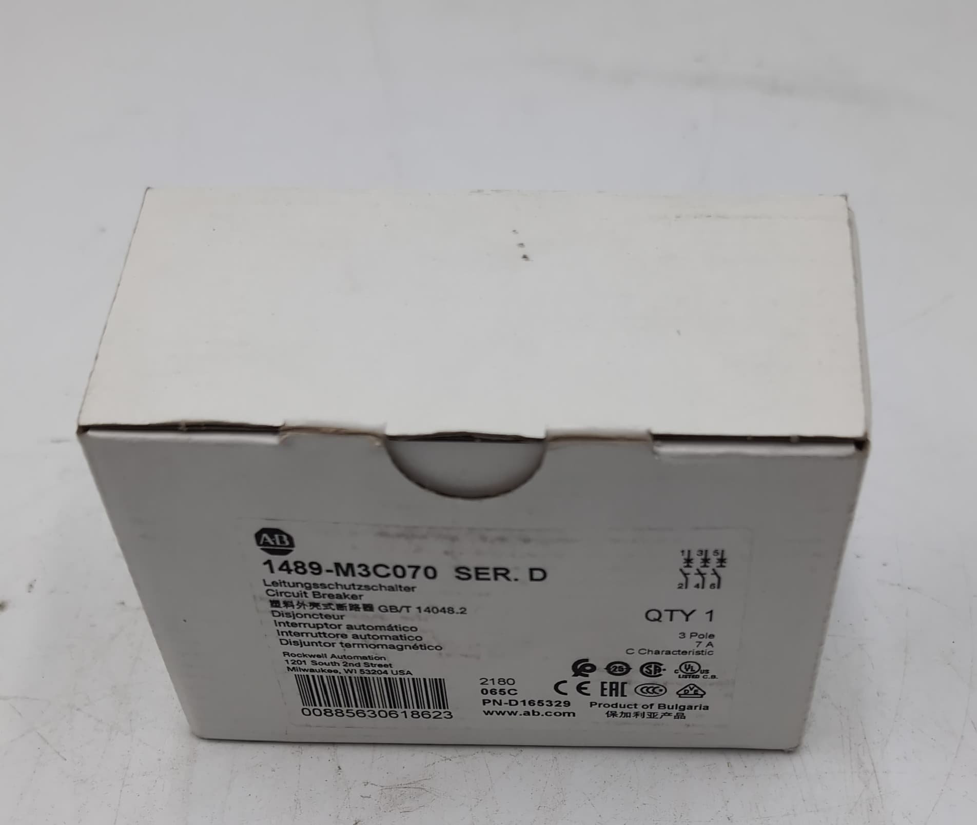 Allen-Bradley 1489-M3C070 3 Pole 7 Amp Type C Miniature Circuit Breaker NEW