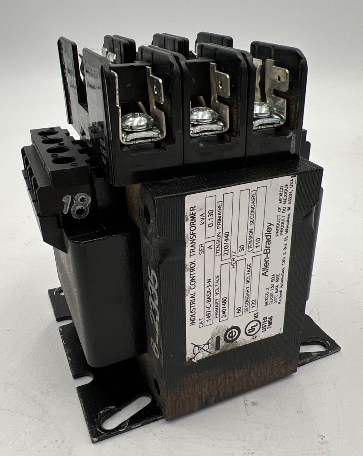 Allen Bradley 1497-C-BASX-3-N Ind Control Transformer 0.130Kva 240/480V 60/50HZ – image 1