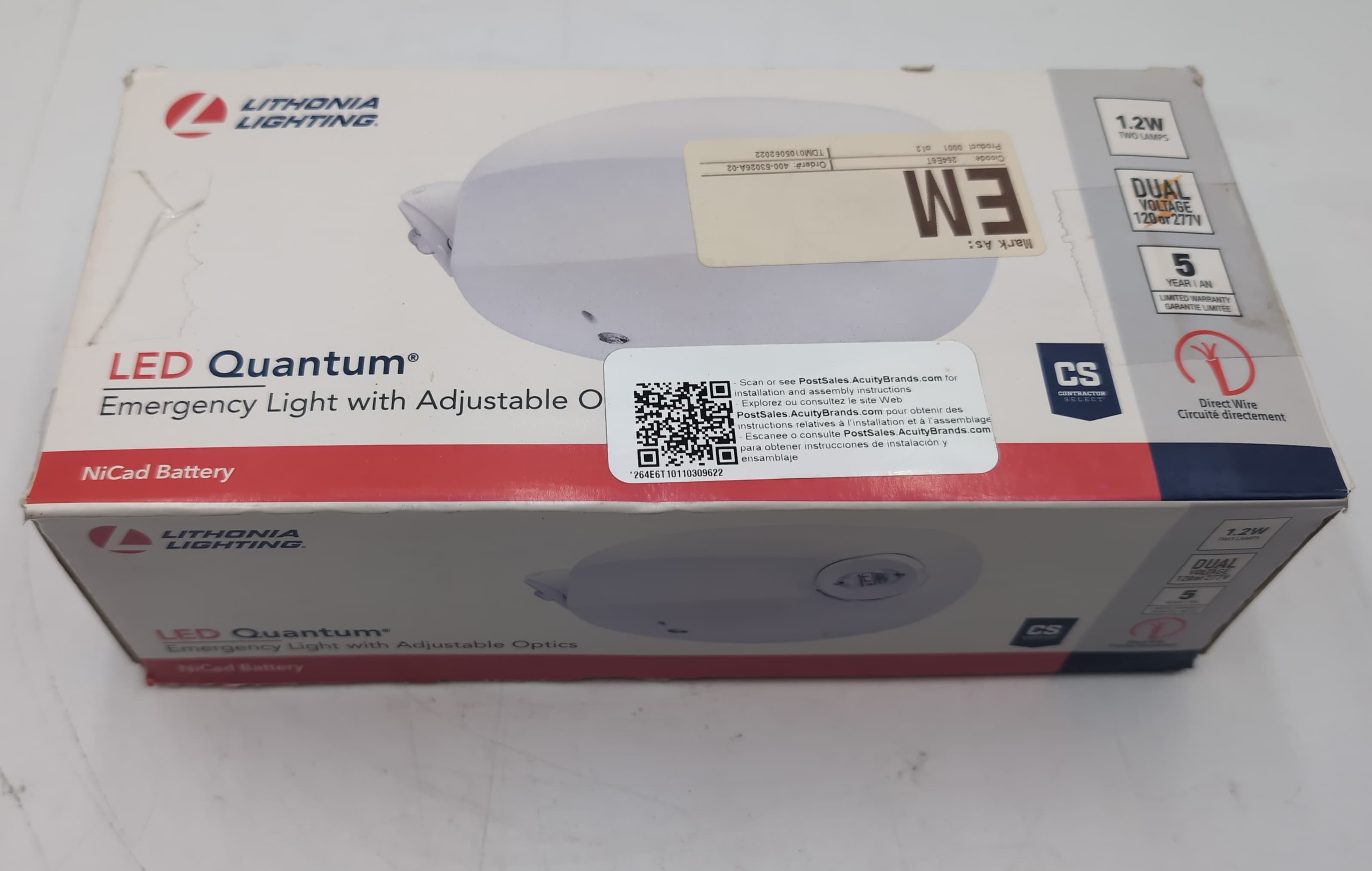 NEW Lithonia 264E6T ELM2L M12 Quantum LED Emergency Light 120/277V White