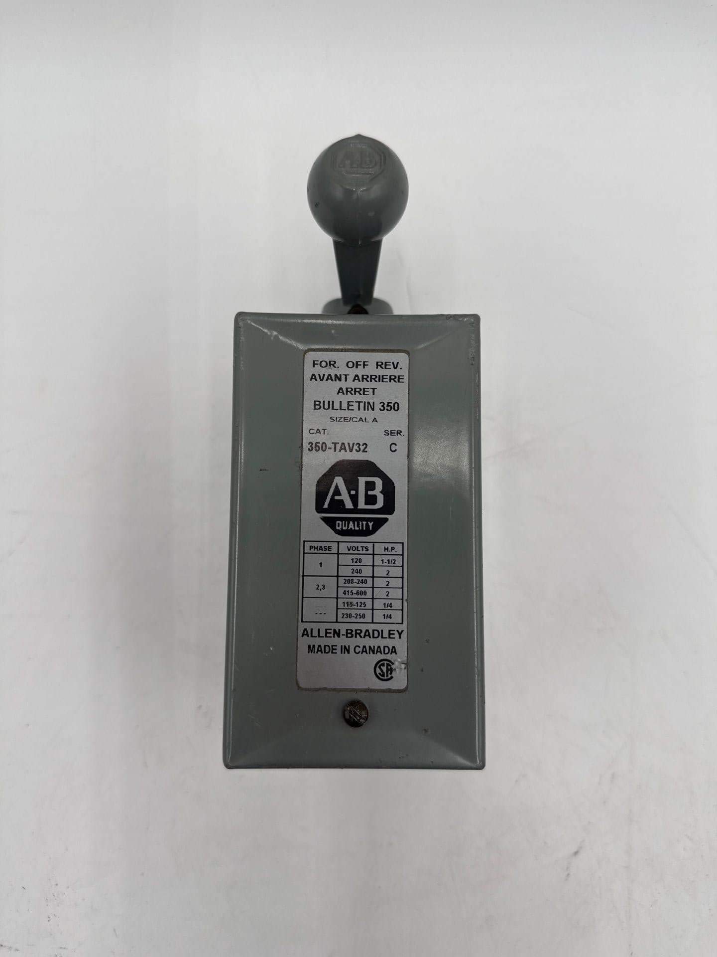 Allen Bradley 350-TAV32 Reversing Drum Switch Bulletin 350 3 Position – image 1