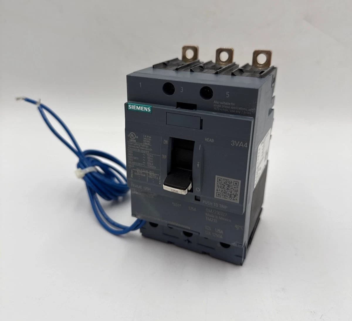 Siemens 3VA4112-6ED34-0AA0 Circuit Breaker 125A 3P 600V Shunt Trip 3VA9978-0BL32