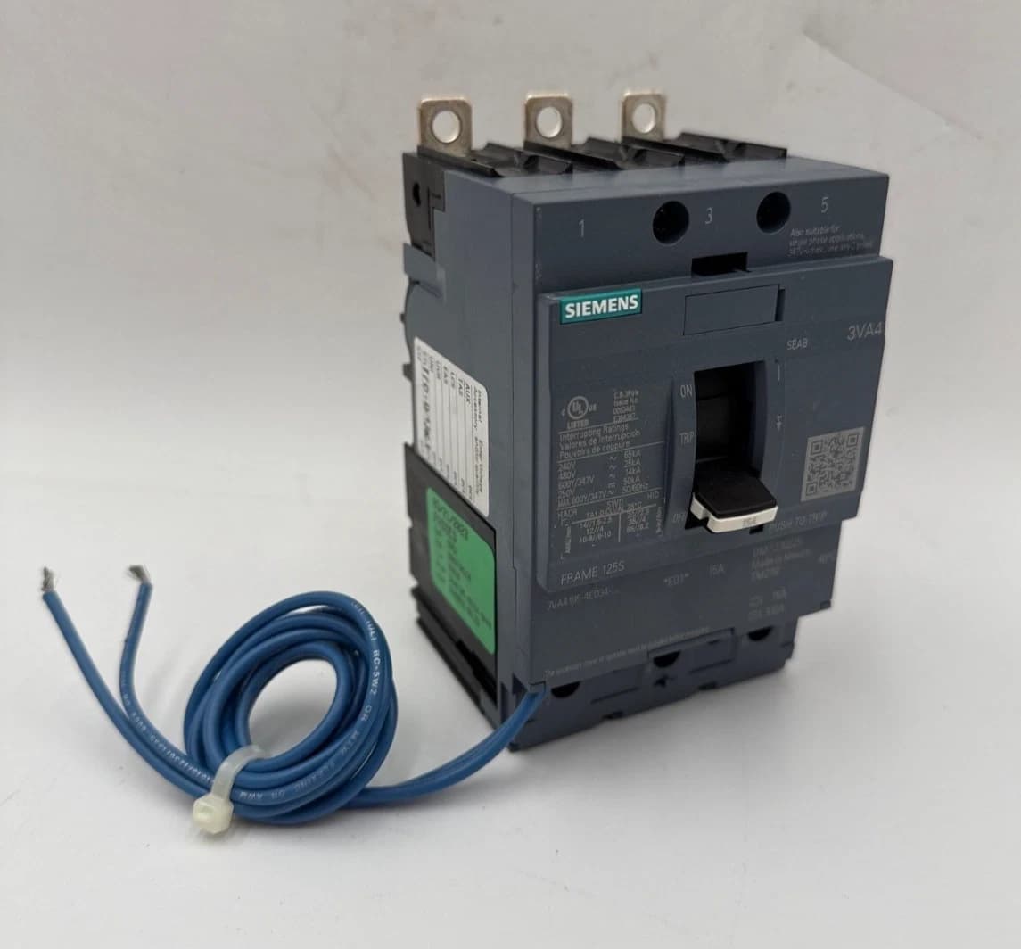 Siemens 3VA4195-4ED34-0AA0 Circuit Breaker 15A 3P 600V 3VA9978-0BL32 Shunt Trip