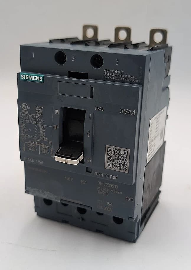 Siemens 3VA4195-6ED34-0AA0 Circuit Breaker 15A 3P 480V 600Y/347V 15 Amp Bolt On – image 1