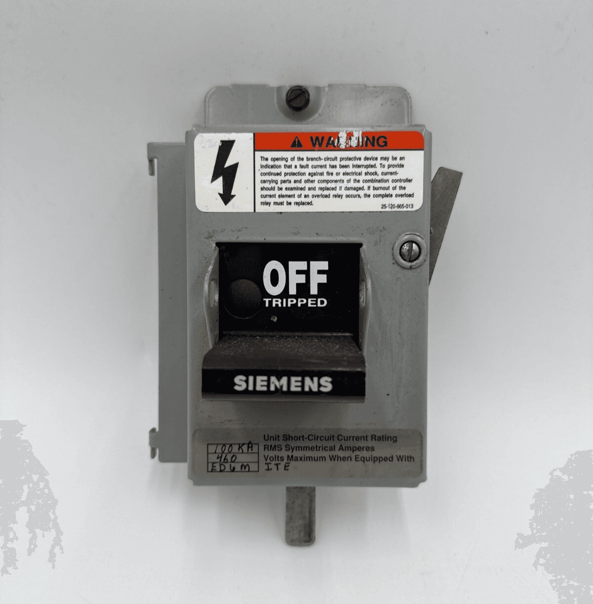 Siemens 25-135-017-529 Gray MCC Breaker Handle Switch Mechanism Model 95 – image 1