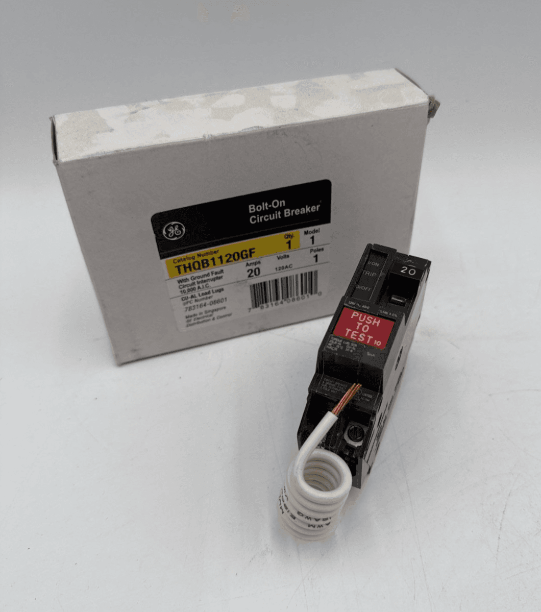 GE THQB1120GF Bolt On Circuit Breaker 20A 1P 120V THQB 20 Amp 1 Pole GFCI – image 1