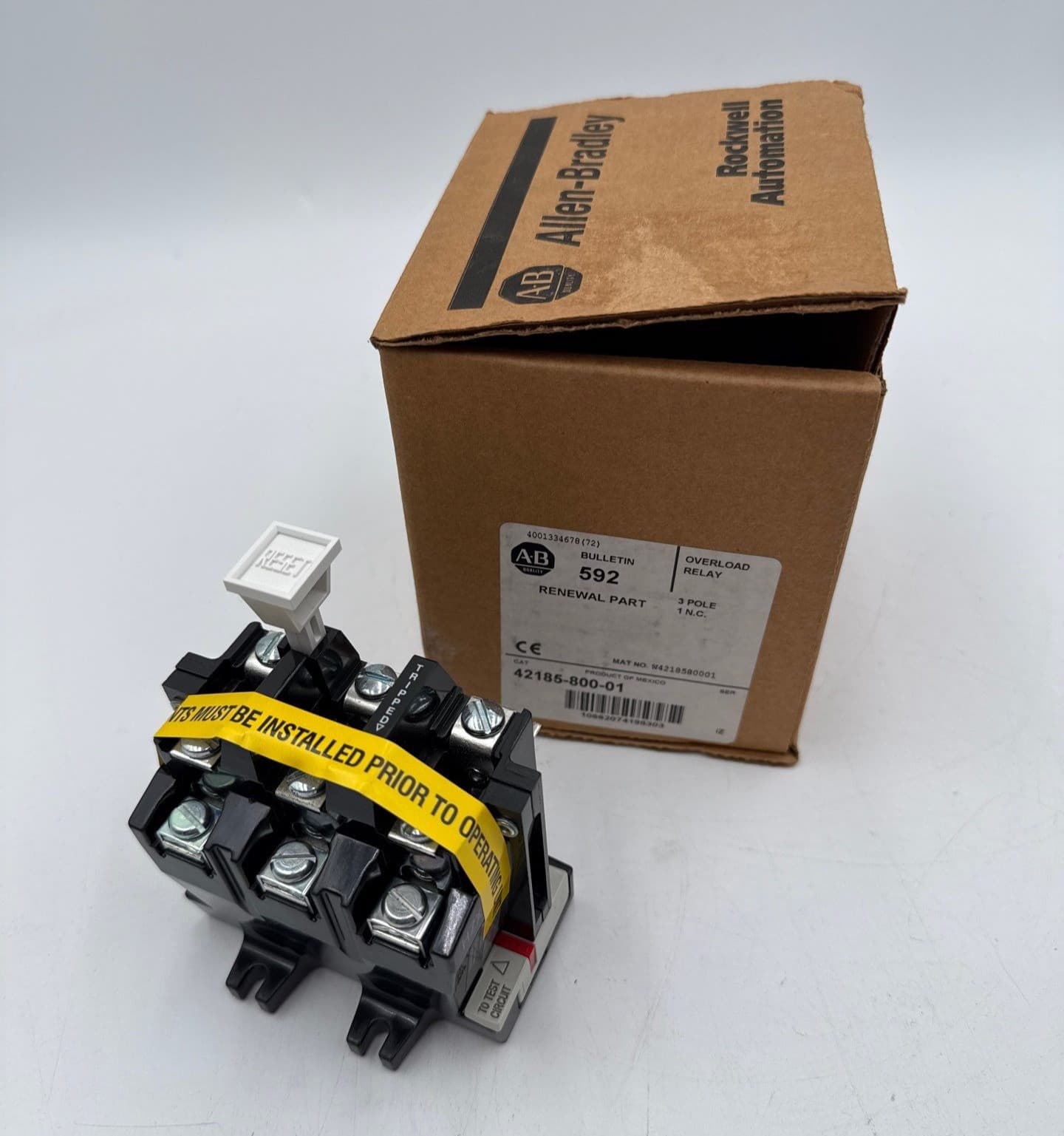 Allen Bradley 42185-800-01 Bulletin 592 Overload Relay 3 Pole 1NC – image 1