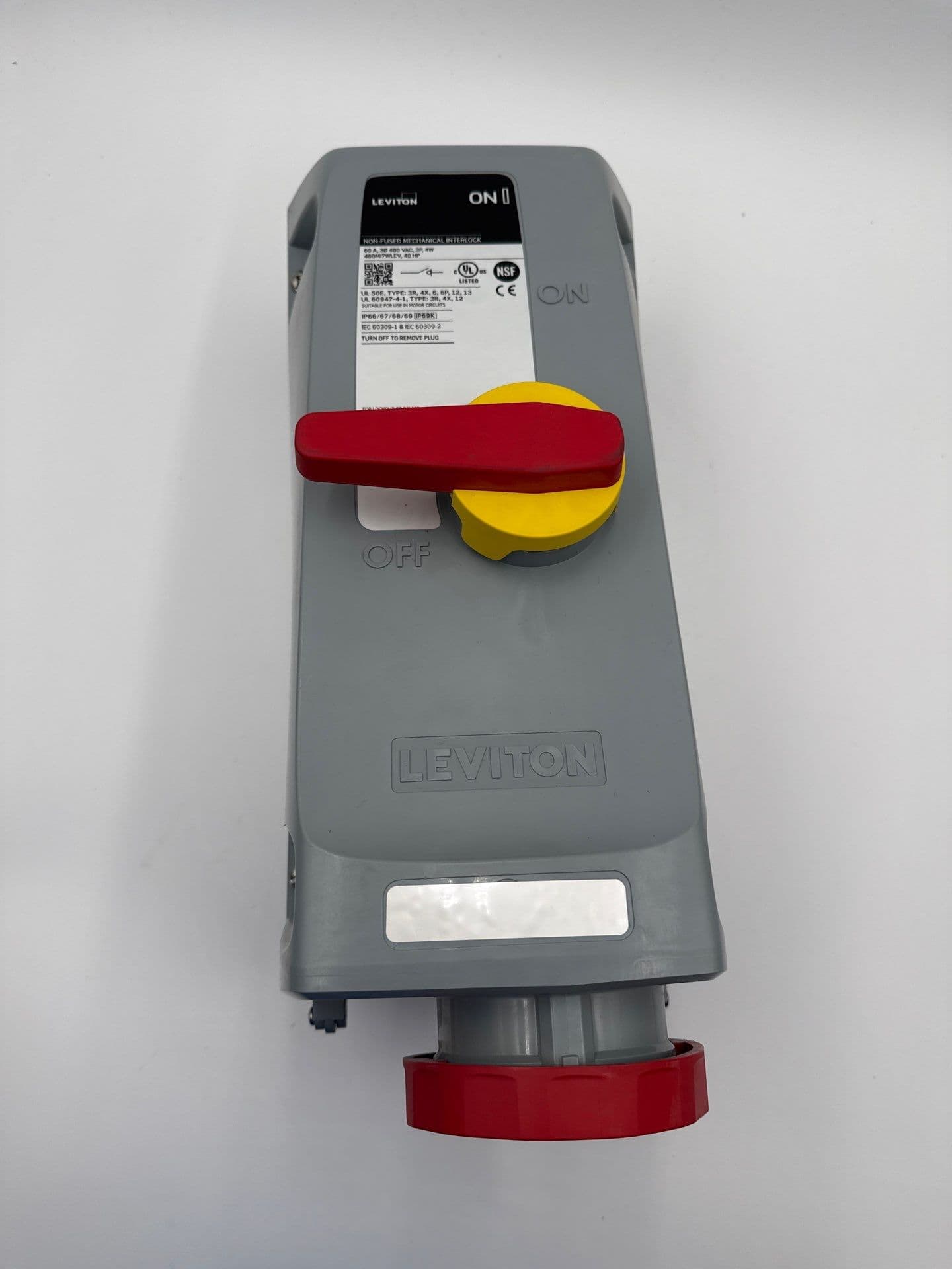 Leviton 460MI7WLEV Non Fused Mechanical Interlock 60A 3P 480V 3PH 4W 40HP – image 1