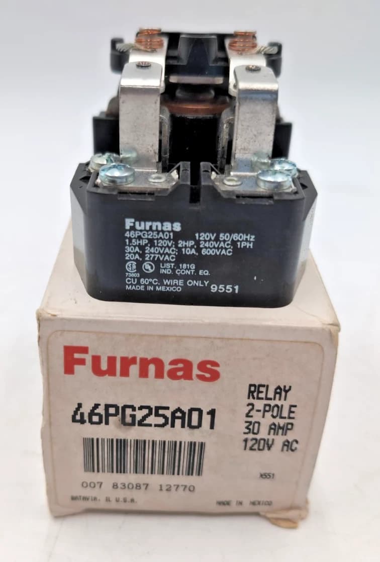 Furnas 46PG25A01 2 Pole 30 Amp 120 VAC Relay New