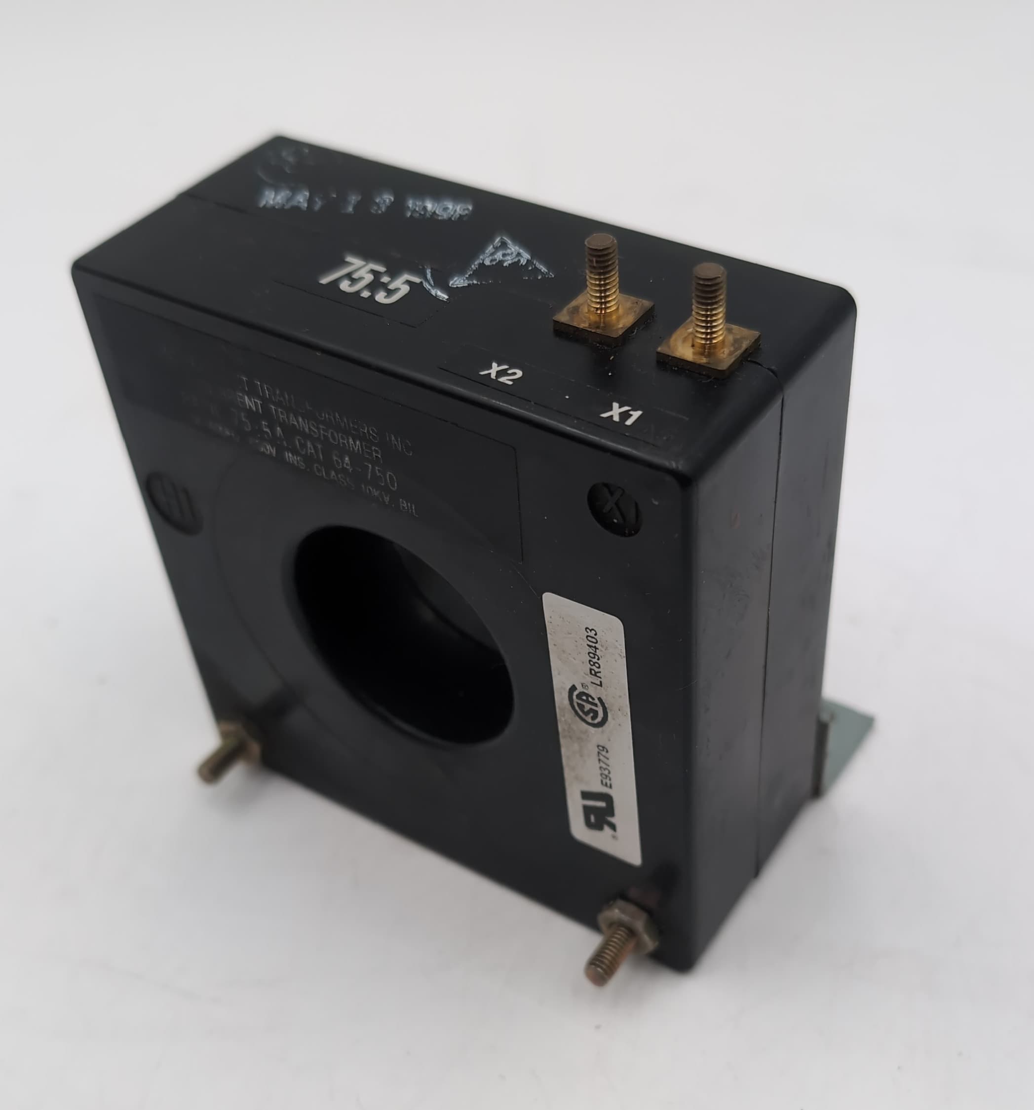 GE ITI 64-750 Current Transformer 75:5A CT 600V Window Type 75:5 Ratio USED – image 1
