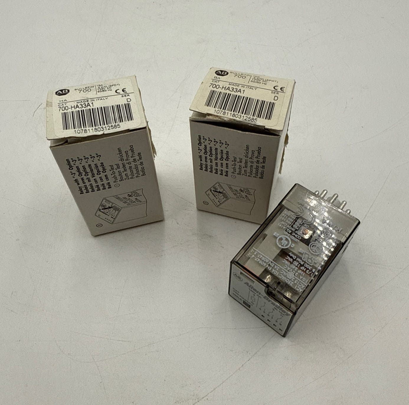 2PC Lot Allen Bradley 700-HA33A1 Relay 8Pins Plug In 3C/O 3PDT 120V 10A – image 1