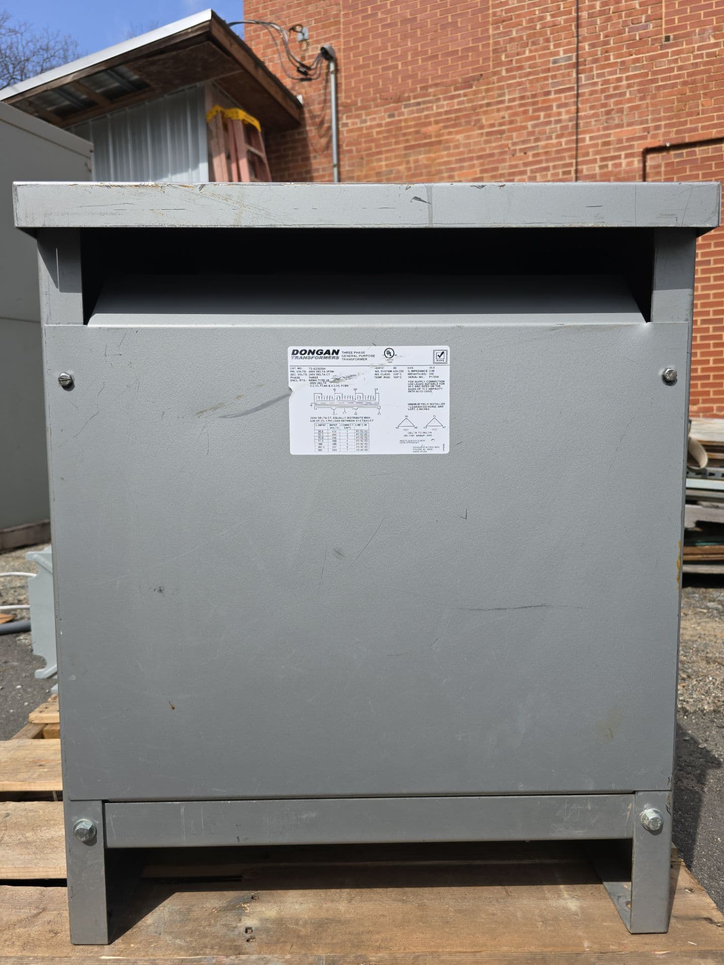 30KVA Dongan 73-6230SH Transformer Pri 480V Sec 240V 3PH 3R Encl Outdoor – image 1