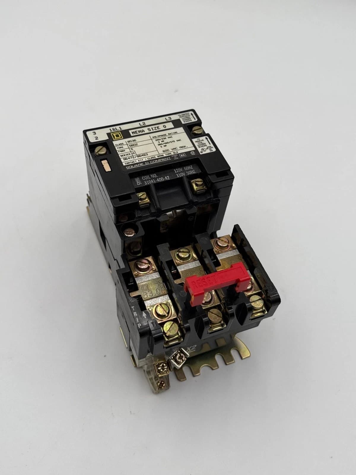 Square D 8536SB02 NEMA Size 0 Starter Coil 110/120V 3P 600V 5HP 3PH 8536SBO2