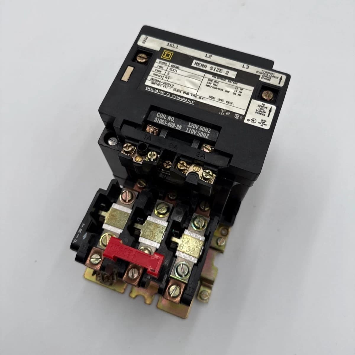 Square D 8536SD01 NEMA Size 2 Starter Coil 110/120V 3P 600V 25HP 31063-409-38