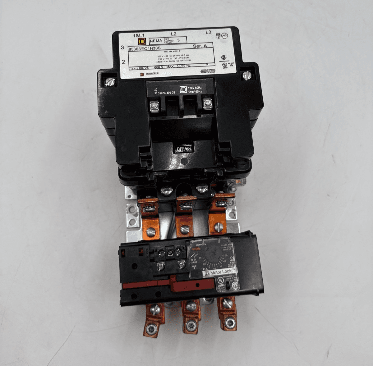 Square D 8536SEO1H30S Starter NEMA Size 3 600V 50HP Max Coil 11/120V 9065ST320 – image 1