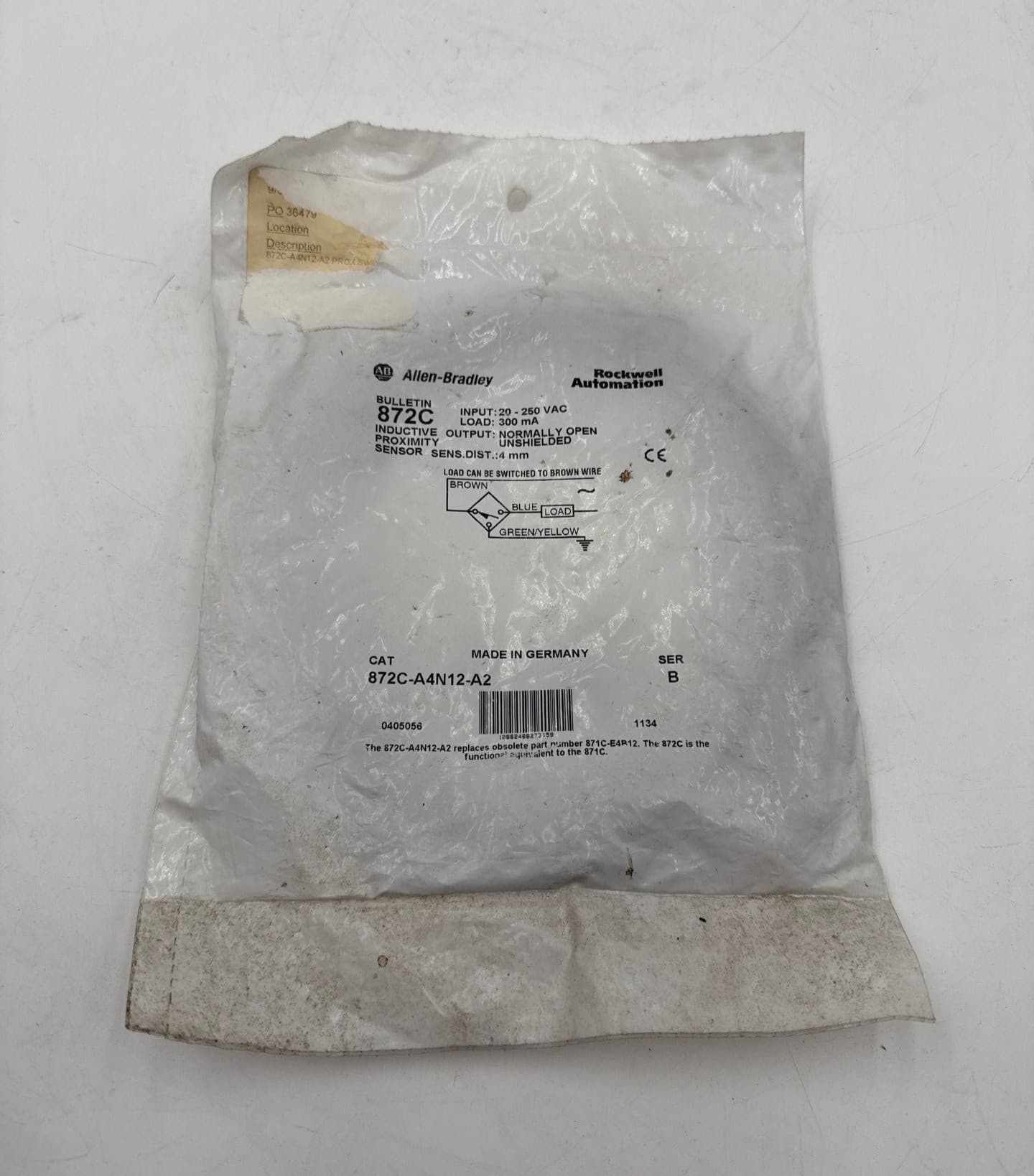 Allen Bradley 872C-A4N12-A2 Inductive Proximity Sensor 20-250V 300mA – image 1