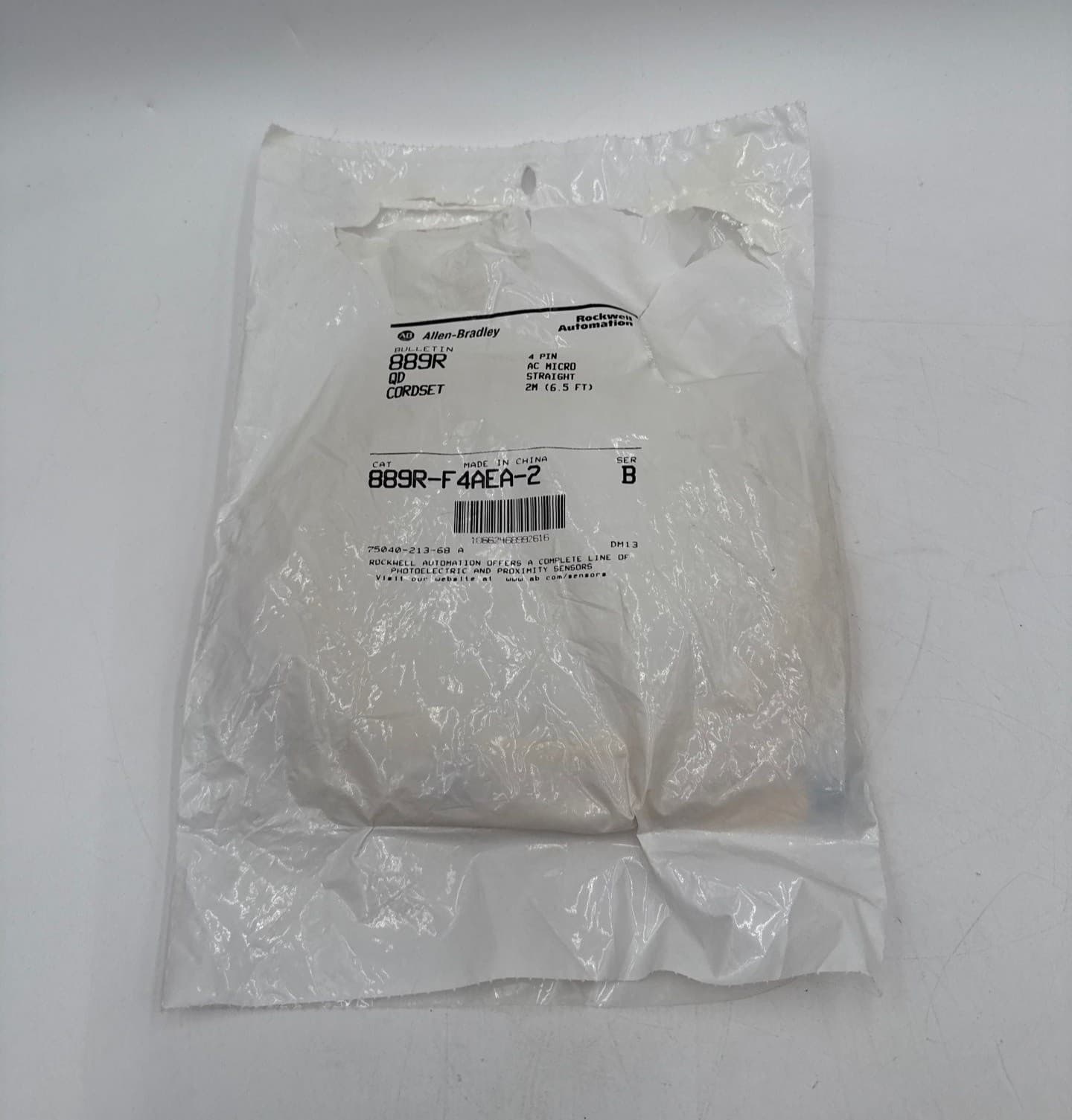 Allen Bradley 889R-F4AEA-2 Micro 4-Pin QD Cordset Cable 2M 6.5ft AC Micro – image 1