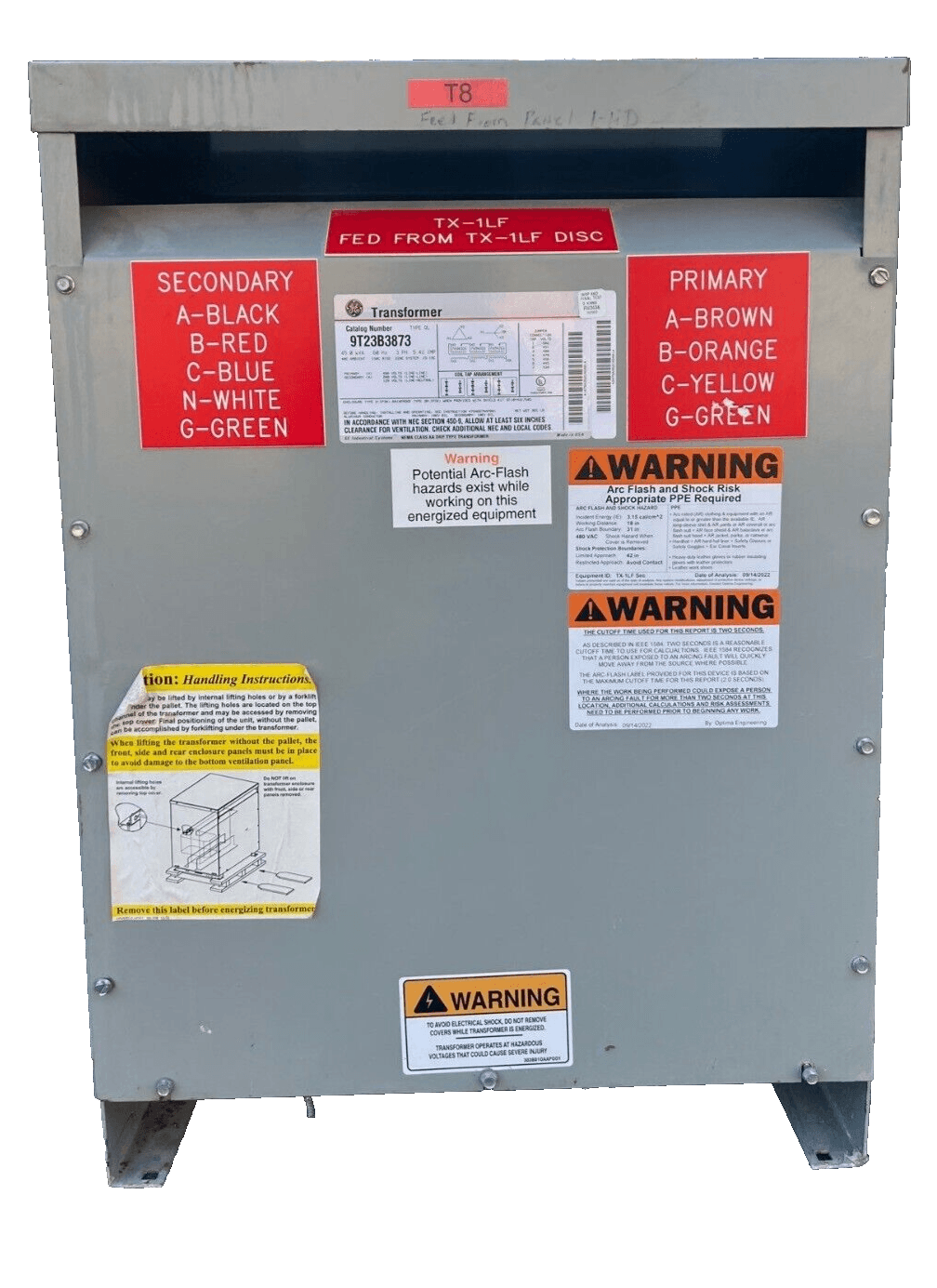 45kVA GE 9T23B3873 Pri 480V Sec 208/120 3 PH Encl Type 2 – image 1