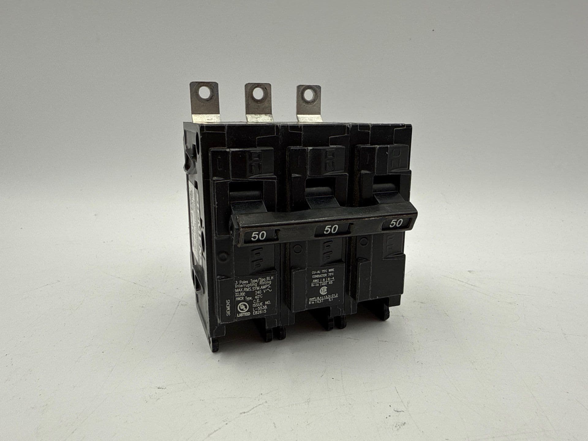 Siemens B350H Bolt On Circuit Breaker 50A 3P 240V BLH 50 Amp 3 Pole 22kA – image 1